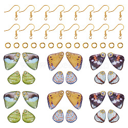 DIY Earring Making Kits, Including  6 Bags Transparent Epoxy Resin Butterfly Wing Pendants, 24Pcs Brass Earring Hooks, 24Pcs Open Jump Rings Brass Jump Rings, Mixed Color, 22x13~15x2.5mm, Hole: 1.2mm(DIY-TA0014-25)