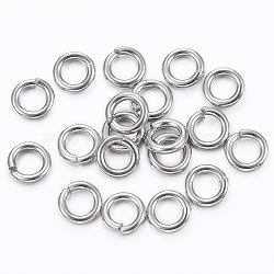 Tarnish Resistant 304 Stainless Steel Open Jump Rings, Stainless Steel Color, 18 Gauge, 5x1mm, Inner Diameter: 3mm(X-STAS-H555-11P)