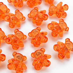 Transparent Acrylic Beads, Bear, Orange Red, 26.5x24.5x15mm, Hole: 3mm, about 135pcs/500g(MACR-S373-71-B01)