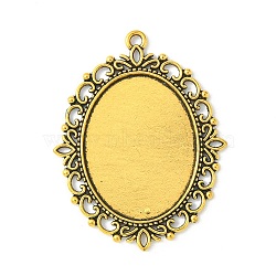 Tibetan Style Pendant Cabochon Settings, Cadmium Free & Lead Free, DIY Findings for Jewelry Making, Oval, Antique Golden, about 48x61x3mm thick, Hole: 3mm, Tray: 30x40mm(TIBEP-G007-AG)