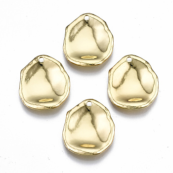 Rack Plating Hammered Alloy Pendants, Cadmium Free & Lead Free, Oval, Light Gold, 23.5x20.5x2.5mm, Hole: 1.6mm