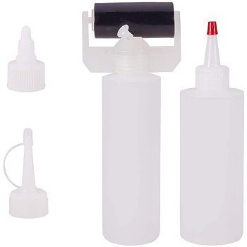 Plastic Glue Liquid Container, Bottle Dispenser and Plastic Glue Bottles, Clear, 4.5~5x13.5~14.7cm, Capacity: 200ml