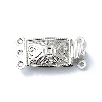 304 Stainless Steel Box Clasp, Stainless Steel Color, 20.5x10mm, Hole: 1mm