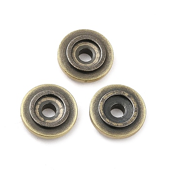 Tibetan Style Rack Plating Brass Bead, Long-Lasting Plated, Flat Round, Brushed Antique Bronze, 8x2.5mm, Hole: 2mm