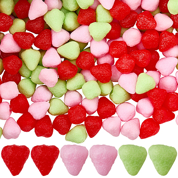 150Pcs 3 Styles PVC Strawberry Display Decorations, Micro Landscape Decoration Accessories, Mixed Color, 10~11.5x8.5~9x9~10mm, 50pcs/color