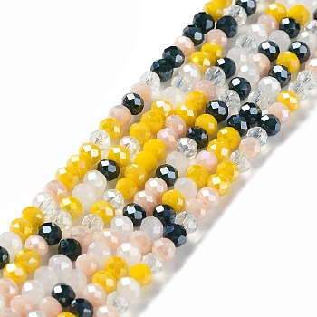 Glass Beads Strands, Faceted, Rondelle, Old Lace, 4x3mm, Hole: 0.4mm, about 123~127pcs/strand, 15.75~16.5 inch(40~42cm)