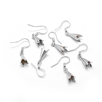 Brass Earrings Hook Findings, Platinum, 27mm, 26 Gauge, Pin: 0.4mm