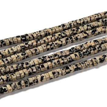 Natural Dalmatian Jasper Beads Strands, Heishi Beads, Flat Round/Disc, 4.5x2.5mm, Hole: 0.8mm, about 160pcs/Strand, 15.7 inch(40cm)