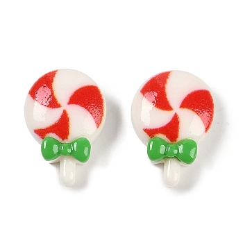 Christmas Theme Opque Resin Decoden Cabochons, Lollipop, 14.5x10.5x5mm