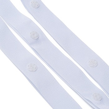 Polyester Sewing Snap Button Tape, Plastic Buttons Fastener Replacement, for Baby Lingerie Crotch Sewing, Dancing Dress, White, 18x2~4mm