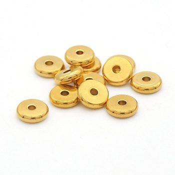 304 Stainless Steel Beads, Disc/Flat Round, Golden, 5x2mm, Hole: 1.8mm