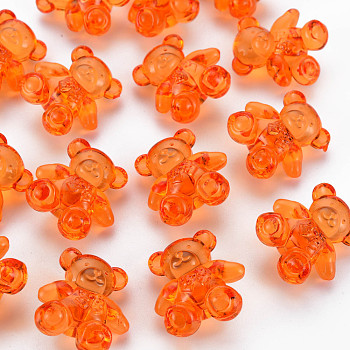 Transparent Acrylic Beads, Bear, Orange Red, 26.5x24.5x15mm, Hole: 3mm, about 135pcs/500g