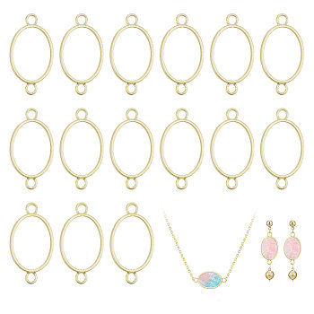 32Pcs Alloy Oval Open Back Bezel Connector Charms, for DIY UV Resin, Epoxy Resin, Pressed Flower Jewelry, Light Gold, 43x23x3.5mm, Hole: 4mm, Inner Diameter: 28x20.5mm