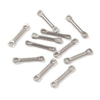 304 Stainless Steel Connector Charms, Bar Links, Stainless Steel Color, 12x2x1.2mm, Hole: 1.2mm