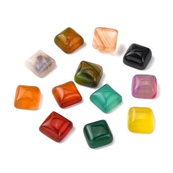 Natural Agate Cabochons, Square, Mixed Color, 8x8x4mm
