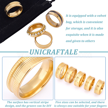 unicraftale 10шт. 5 размер 304 кольцо на палец из нержавеющей стали с рифлением(STAS-UN0041-21G)-4
