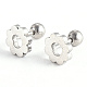 201 Stainless Steel Flower Barbell Cartilage Earrings(EJEW-R147-07)-1