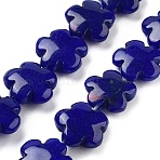 Synthetic White Jade Beads Strands, Dyed, Flower, Midnight Blue, 16x16x6mm, Hole: 1.4mm, about 25pcs/strand, 14.57~14.96 inch(37~38cm)(G-N353-10A-01)
