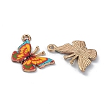 Alloy Enamel Printed Pendants, Butterfly Charms, Golden, Gold, 15x20.5x2mm, Hole: 1.8mm(ENAM-CJC0006-66D)