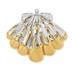 304 Stainless Steel Pendants, Shell Shape Charm, Golden & Stainless Steel Color, 44x39mm, Hole: 1.8mm(STAS-OY019-26G)