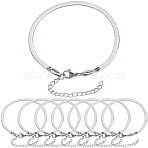 Hip Hop Style Stainless Steel Snake Chain Bracelets for Men, Platinum, 7-1/4 inch(18.5cm), 16pcs/set(BJEW-SC0001-34A)