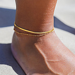 Double Layer Stainless Steel Snake Chain Anklets, Real 18K Gold Plated, 6-1/4 inch(160mm)(WG0E2ED-03)