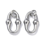 304 Stainless Steel Pendants, Oval Charm, Stainless Steel Color, 18.5x12x4mm, Jump Ring: 6x1mm, Inner Diameter: 3mm(STAS-C170-01P)