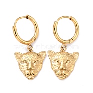 Ion Plating(IP) 316 Stainless Steel Huggie Hoop Earrings, Textured, Leopard, Real 24K Gold Plated, 26mm, Pin: 8mm(EJEW-L258-03G)