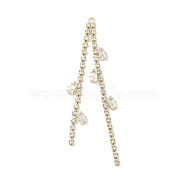 Brass Micro Pave Cubic Zirconia Big Pendants, Real 16K Gold Plated, 67x10~17x2.5mm, Hole: 2mm(KK-C040-05G)