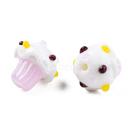 Handmade Bumpy Lampwork Beads, Mushroom, Pink, 14~16x14~16x14~16mm, Hole: 1.6mm(LAMP-N029-016)