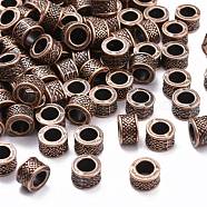 Tibetan Style Alloy European Beads, Large Hole Beads, Lead Free & Cadmium Free, Column, Red Copper, 8x5mm, Hole: 4.5mm(X-K0932061)