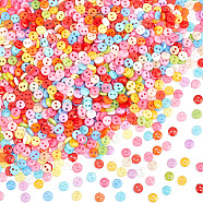 1000Pcs Multi Colour DIY Handcraft Buttons For Dolls Clothes, Flat Round, Resin Button, Mixed Color, 6mm(BUTT-FG0001-24)