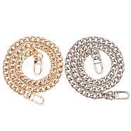 Bag Strap Chains, Iron Curb Link Chains, with Swivel Clasps, Platinum & Golden, 2strands/set(IFIN-PH0023-90)