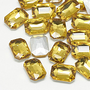 Pointed Back Glass Rhinestone Cabochons, Faceted, Rectangle Octagon, Topaz, 18x13x5mm(RGLA-T079-13x18mm-22)
