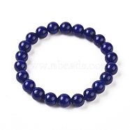 Nature Lapis Lazuli Round Bead Stretch Bracelets, 55mm, 2-1/8 inch(5.5cm), Beads: 8~9mm(BJEW-L593-A08)