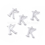 304 Stainless Steel Charms, Greek Alphabet, Stainless Steel Color, Letter.K, 13.8x11.2x1mm, Hole: 1.2mm(STAS-K215-05P)