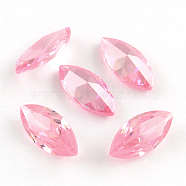 Horse Eye Shaped Cubic Zirconia Pointed Back Cabochons, Faceted, Pearl Pink, 10x5mm(ZIRC-R009-10x5-08)
