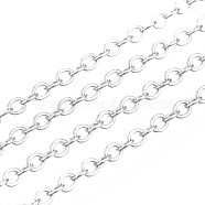 Brass Cable Chains, Soldered, with Spool, Flat Oval, Platinum, 2x1.8x0.2mm, about 9.84 Feet(3m)/Roll(CHC-T008-08P)