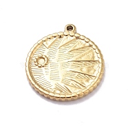 Ion Plating(IP) 304 Stainless Steel Pendants, Flat Round Charms, Golden, 25.6x23.3x2.5mm, Hole: 1.5mm(STAS-E187-03G)