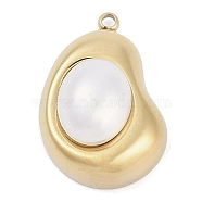 304 Stainless Steel Pendants, with ABS Imitation Pearl, Bean Charm, Real 14K Gold Plated, 20.5x14x8.5mm, Hole: 1.4mm(STAS-L022-475G)