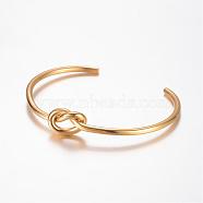 Unique Design 304 Stainless Steel Cuff Bangles, Golden, 49x62mm(BJEW-K105-07G)