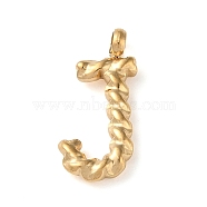 316 Surgical Stainless Steel Pendants & Charms, Golden, Letter J, 14x7x2mm, Hole: 2mm(STAS-D031-01J)