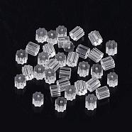 Plastic Ear Nuts, Earring Backs, Clear, 3x3x3mm, Hole: 0.5mm, about 492pcs/10g(X-KY-R011-05)