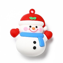 Christmas PVC Plastic Pendants, Snowman, White, 48x44x24mm, Hole: 3mm(X-KY-C009-05)