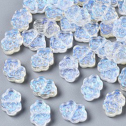 Transparent Glass Beads, AB Color Plated, Auspicious Cloud, Clear AB, 9x13.5x4mm, Hole: 1mm(GLAA-YW0003-15)