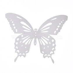 201 Stainless Steel Connector Charms, Butterfly Links, Stainless Steel Color, 56x70x0.3mm, Hole: 1mm(STAS-N103-203P)
