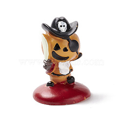 Halloween Theme Mini Resin Home Display Decorations, Pirate Pumpkin Character, Dark Red, 29x40.5mm(DJEW-B005-05)