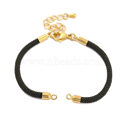 Nylon Cords Bracelet Makings Fit for Connector Charms, with Brass Findings and 202 Stainless Steel Lobster Claw Clasps, Long-Lasting Plated, Dark Green, 6-1/2~6-3/4 inch(16.5~17cm), Hole: 1.8mm(AJEW-P116-02G-25)