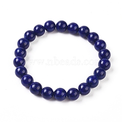 Natural Lapis Lazuli Round Bead Stretch Bracelets, 55mm, 2-1/8 inch(5.5cm), Beads: 8~9mm(BJEW-L593-A08)
