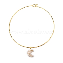 Brass with ABS Imitation Pearl Charm Necklace, Lead Free & Cadmium Free, Real 18K Gold Plated, Real 18K Gold Plated, 7.60 inch(19.3cm)(BJEW-Q350-05A-G)